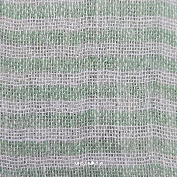 Malo Linen Scarf Green White Stripes Italy - Picture 9 of 14